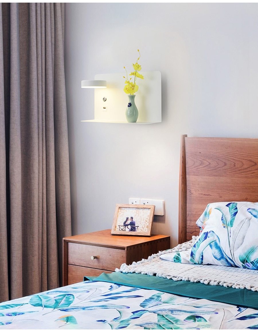 Freyza - Rowan - LED Bedside Wall Lamp USB Charger