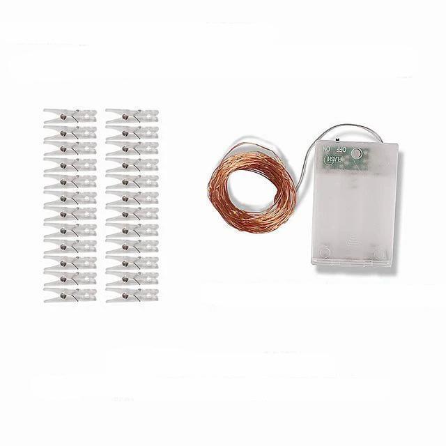 Freyza - Strung - LED Fairy Light String with Photo Clips