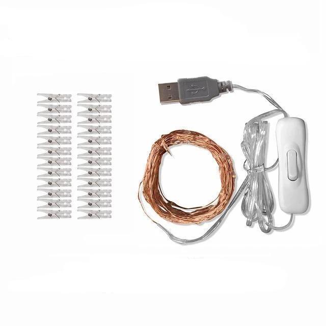 Freyza - Strung - LED Fairy Light String with Photo Clips