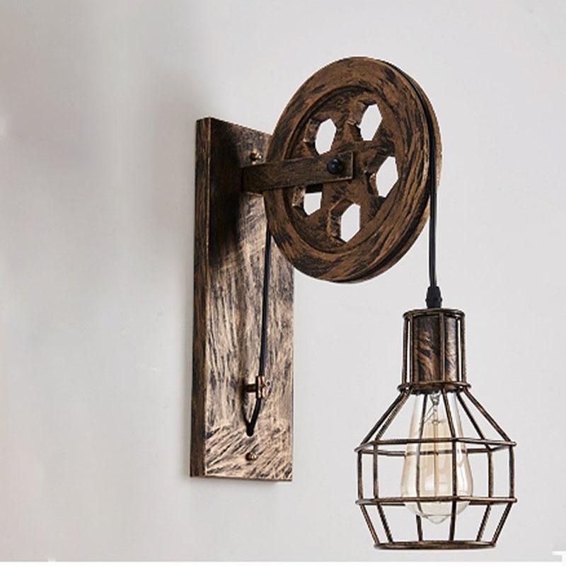 Freyza - Loft - Lampe murale industrielle vintage à poulie