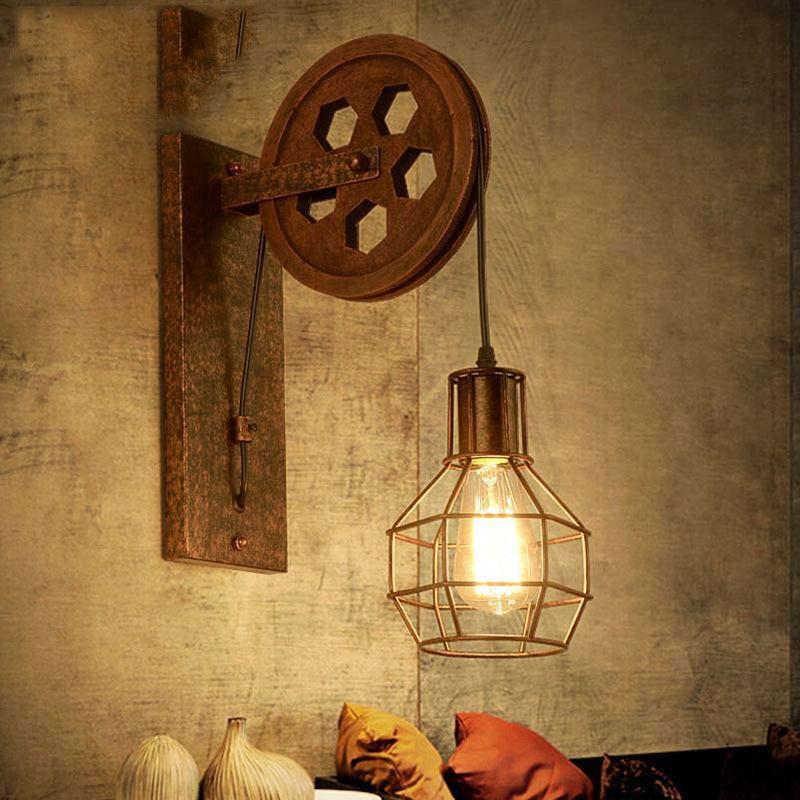 Freyza - Loft - Lampe murale industrielle vintage à poulie