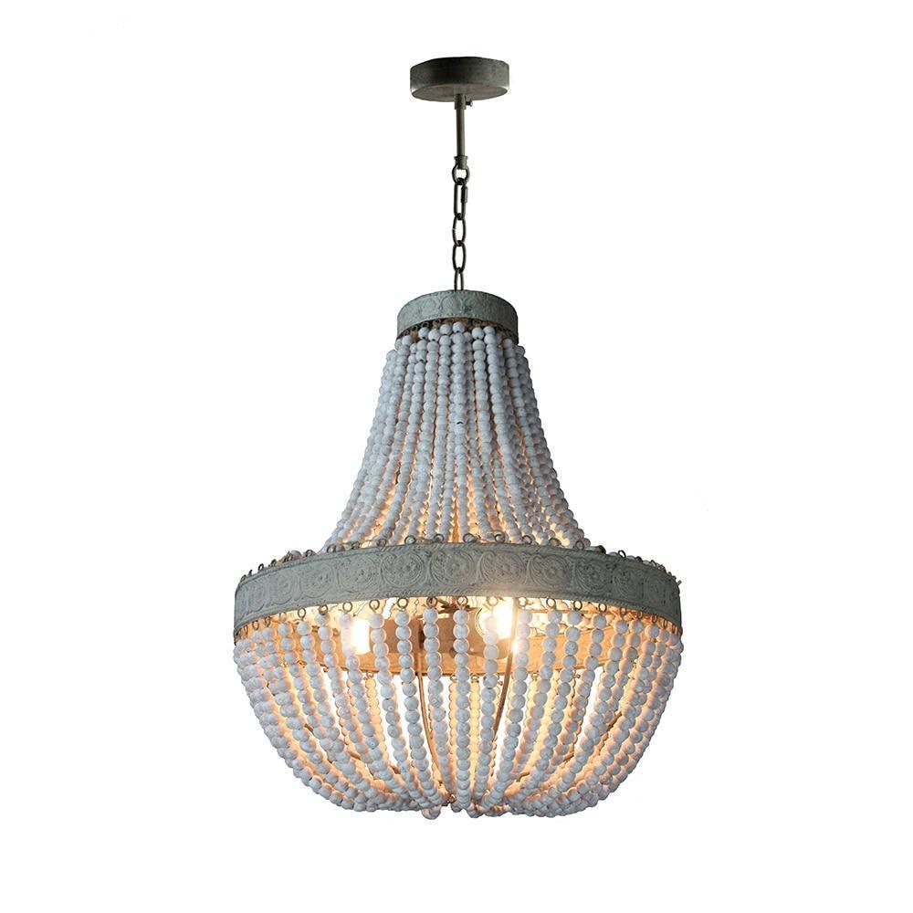 Freyza - Metis - Vintage Wooden Beaded Round Chandelier