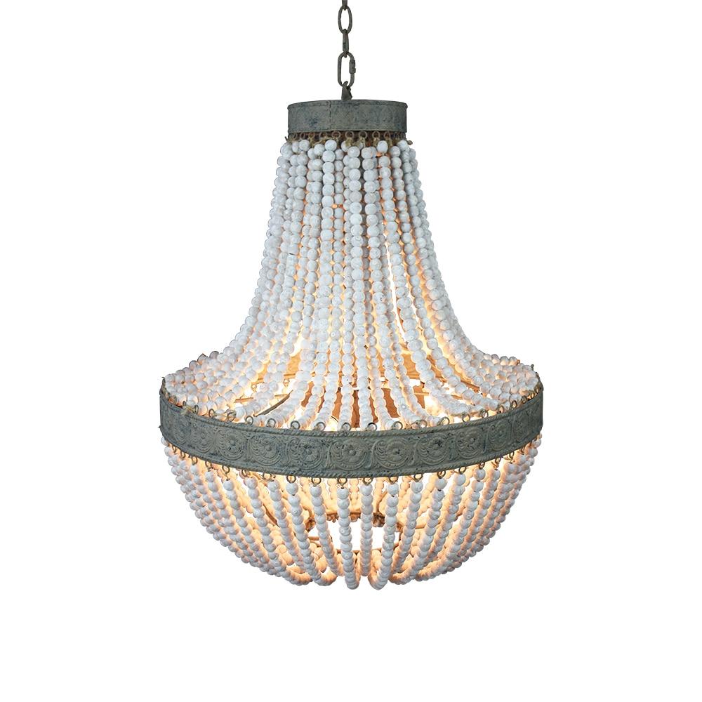 Freyza - Metis - Vintage Wooden Beaded Round Chandelier