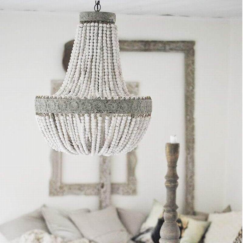 Freyza - Metis - Vintage Wooden Beaded Round Chandelier