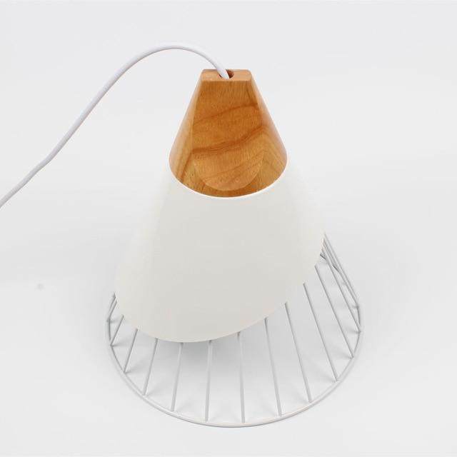 Freyza - Wooden Base Iron Cage Hanging Nordic Lamp