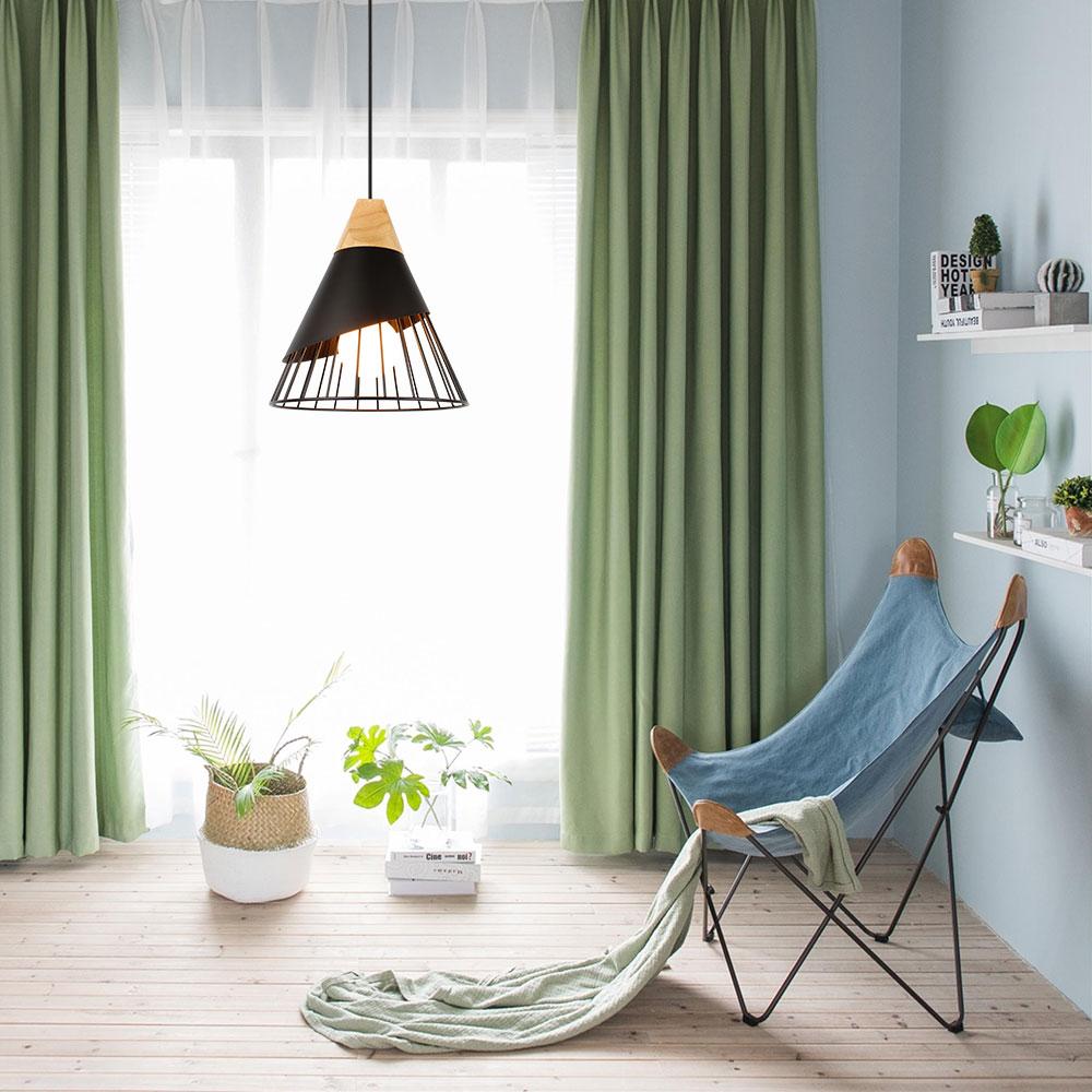 Freyza - Wooden Base Iron Cage Hanging Nordic Lamp