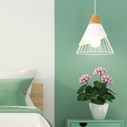 Freyza - Wooden Base Iron Cage Hanging Nordic Lamp
