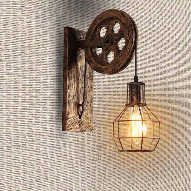Freyza - Loft - Lampe murale industrielle vintage à poulie