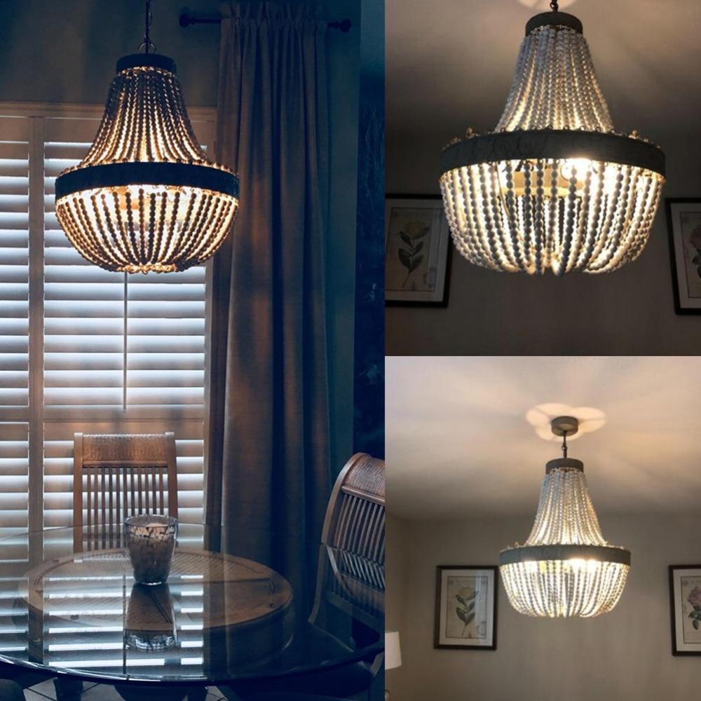 Freyza - Metis - Vintage Wooden Beaded Round Chandelier