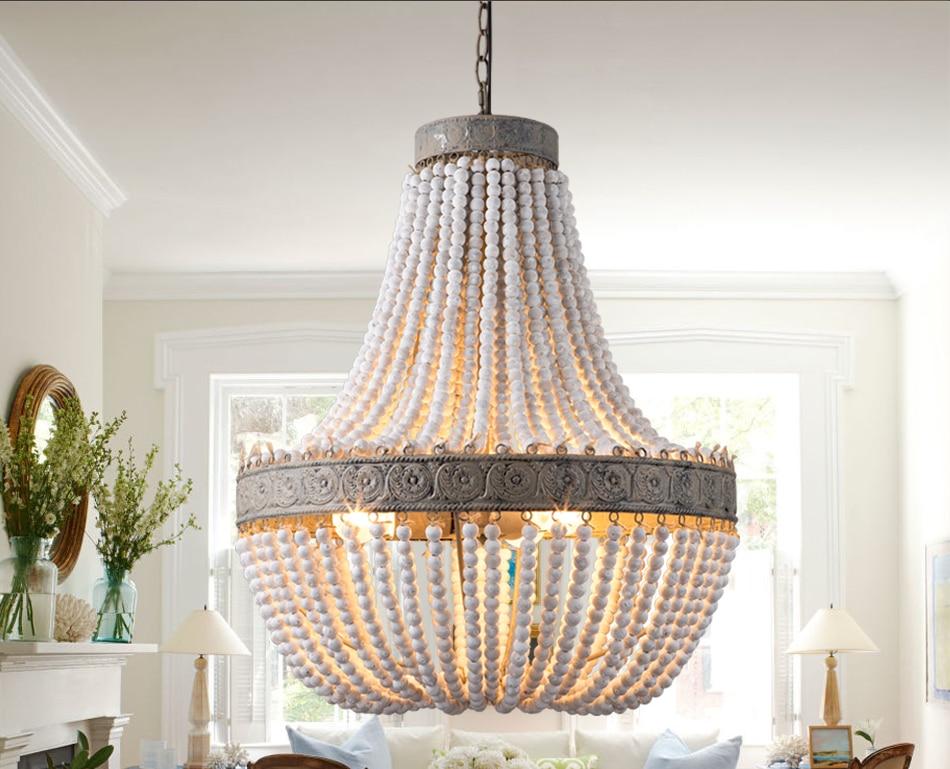 Freyza - Metis - Vintage Wooden Beaded Round Chandelier