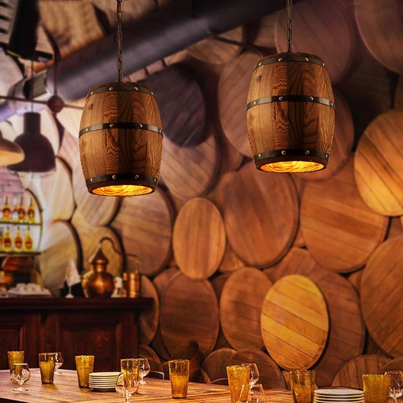 Freyza - Erato - Lampe suspendue en forme de tonneau à vin en bois