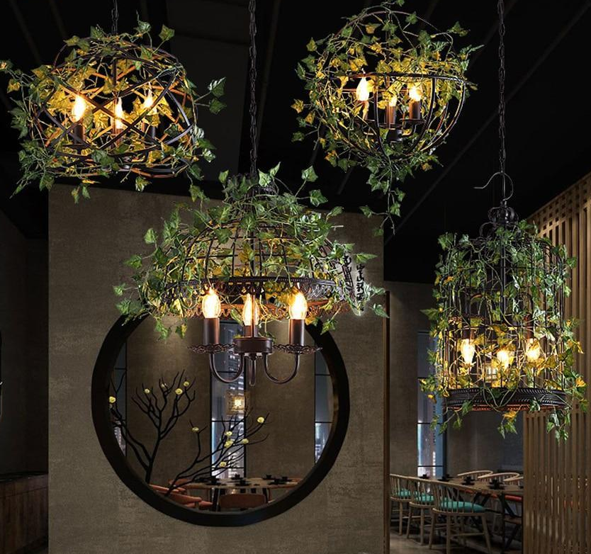 Freyza – Emory – Lampe suspendue vintage industrielle en forme de cage à oiseaux