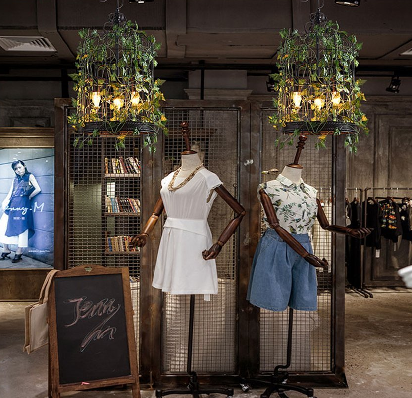 Freyza – Emory – Lampe suspendue vintage industrielle en forme de cage à oiseaux
