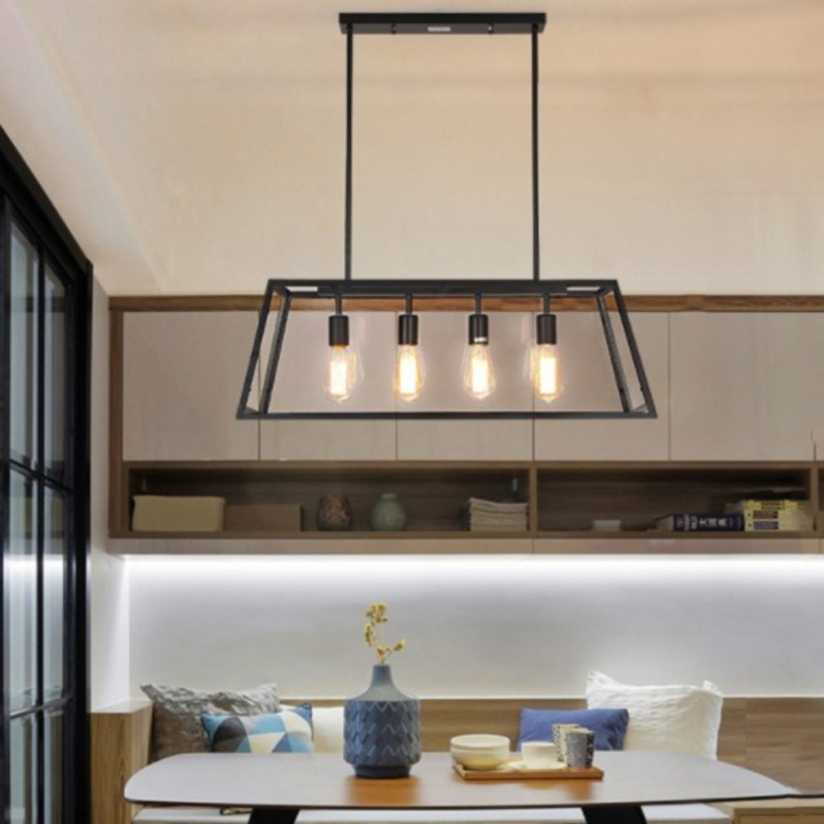 Freyza | Suspension industrielle en verre à LED Epoch – Cuisine et salle à manger modernes