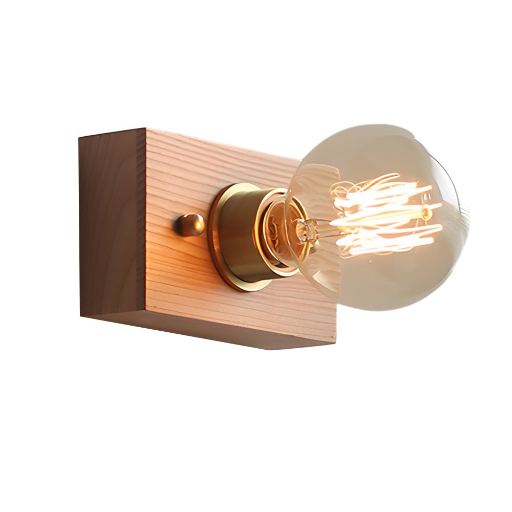 Freyza - Mid-Century Walnut Wood Wall Sconce – Vintage Bedside Wall Lamp with Pull Chain (E27)