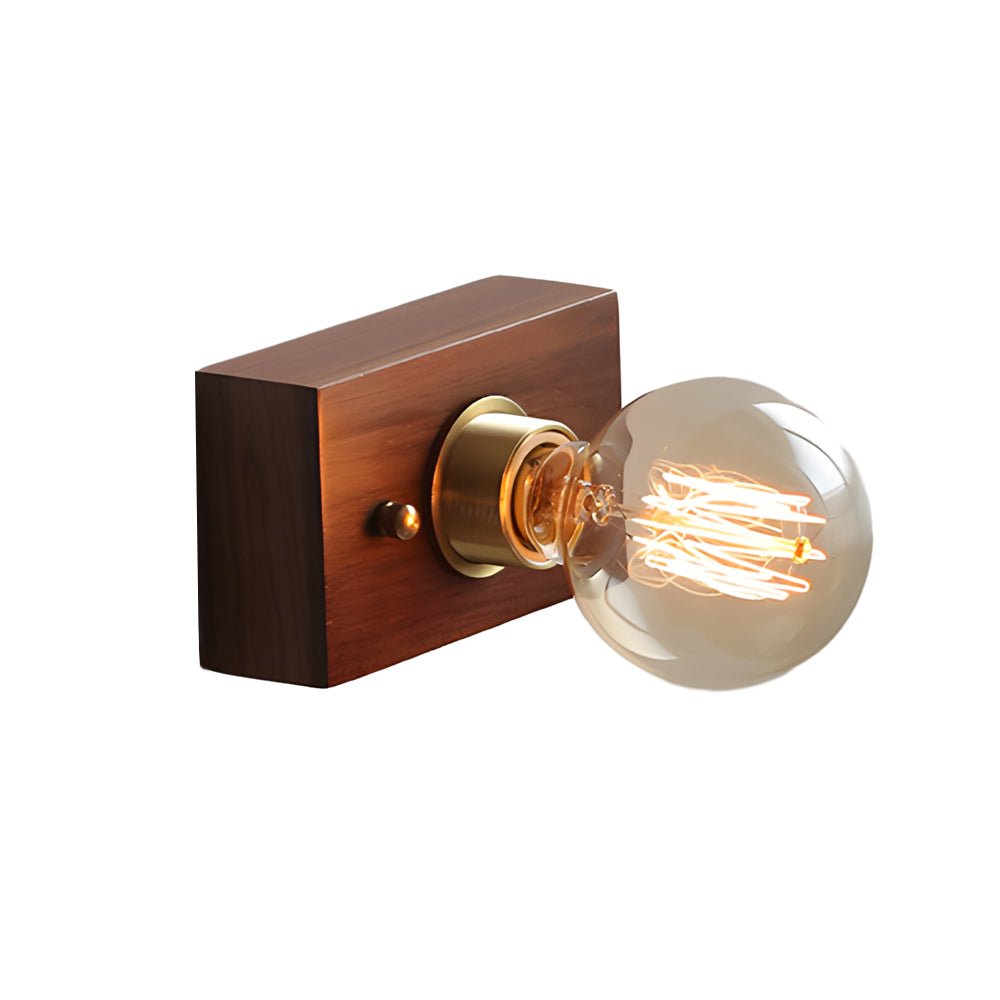 Freyza - Mid-Century Walnut Wood Wall Sconce – Vintage Bedside Wall Lamp with Pull Chain (E27)
