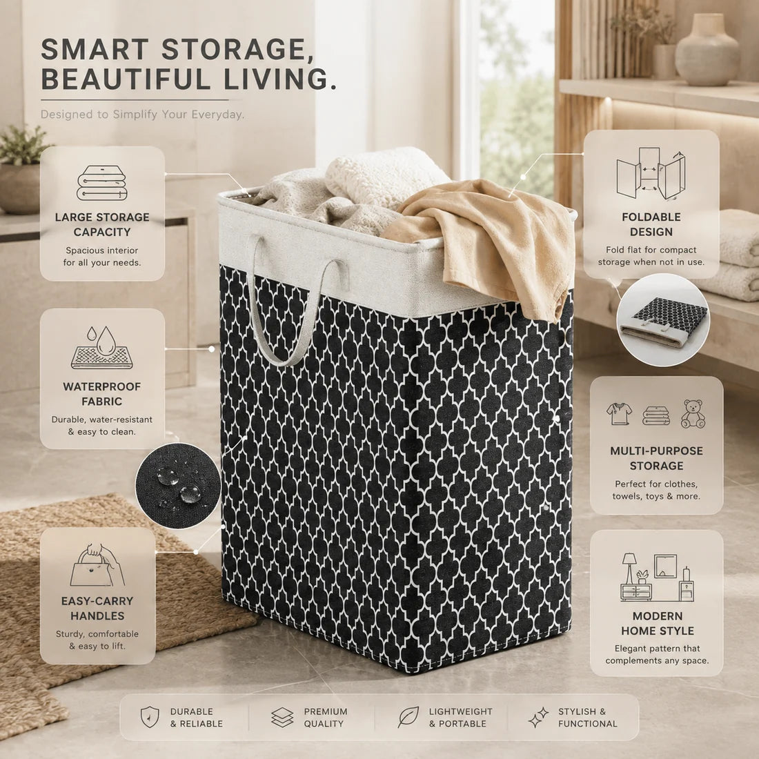 Lauva 75L Waterproof Foldable Laundry Basket
