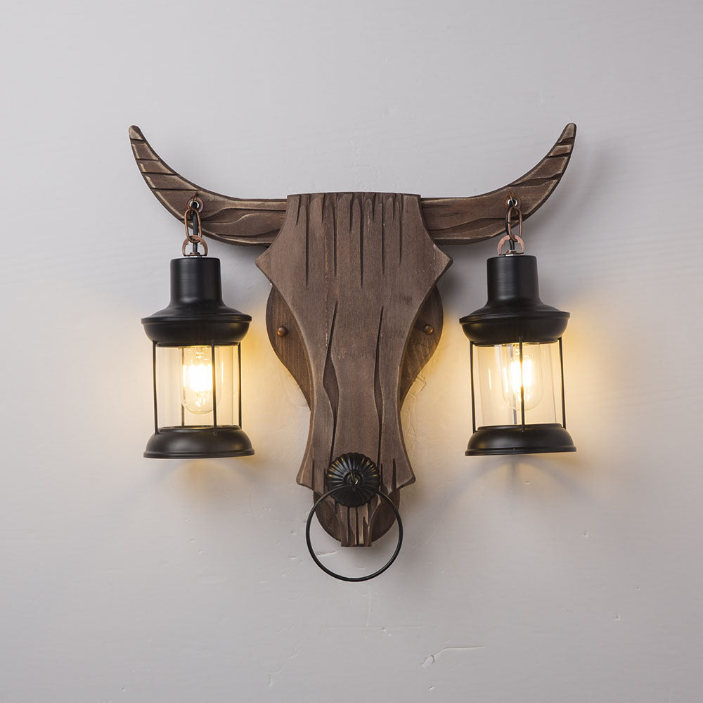 Freyza | Applique murale intérieure en bois à 2 lumières – Chambre et salon vintage