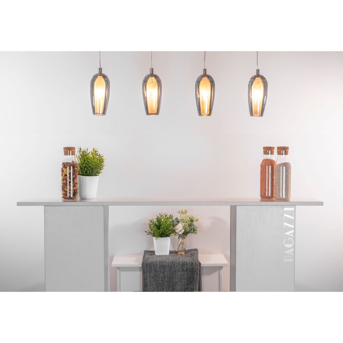 Luminara | Stylish Modern 4-Light Satin Nickel Ceiling Light Fixture 6