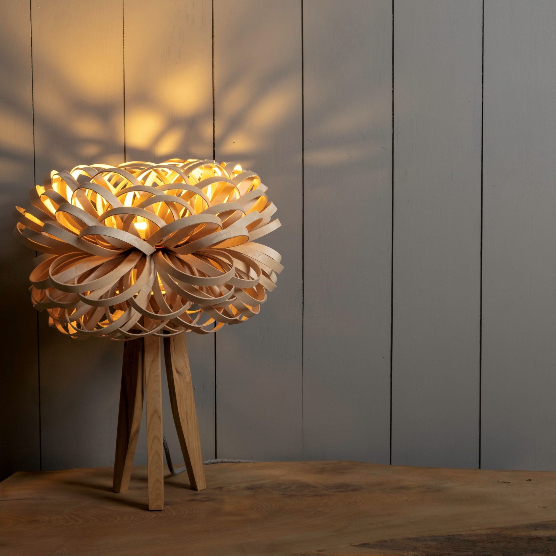 AlliumGlow | Unique Sculptural Birch Table Lamp Design 1