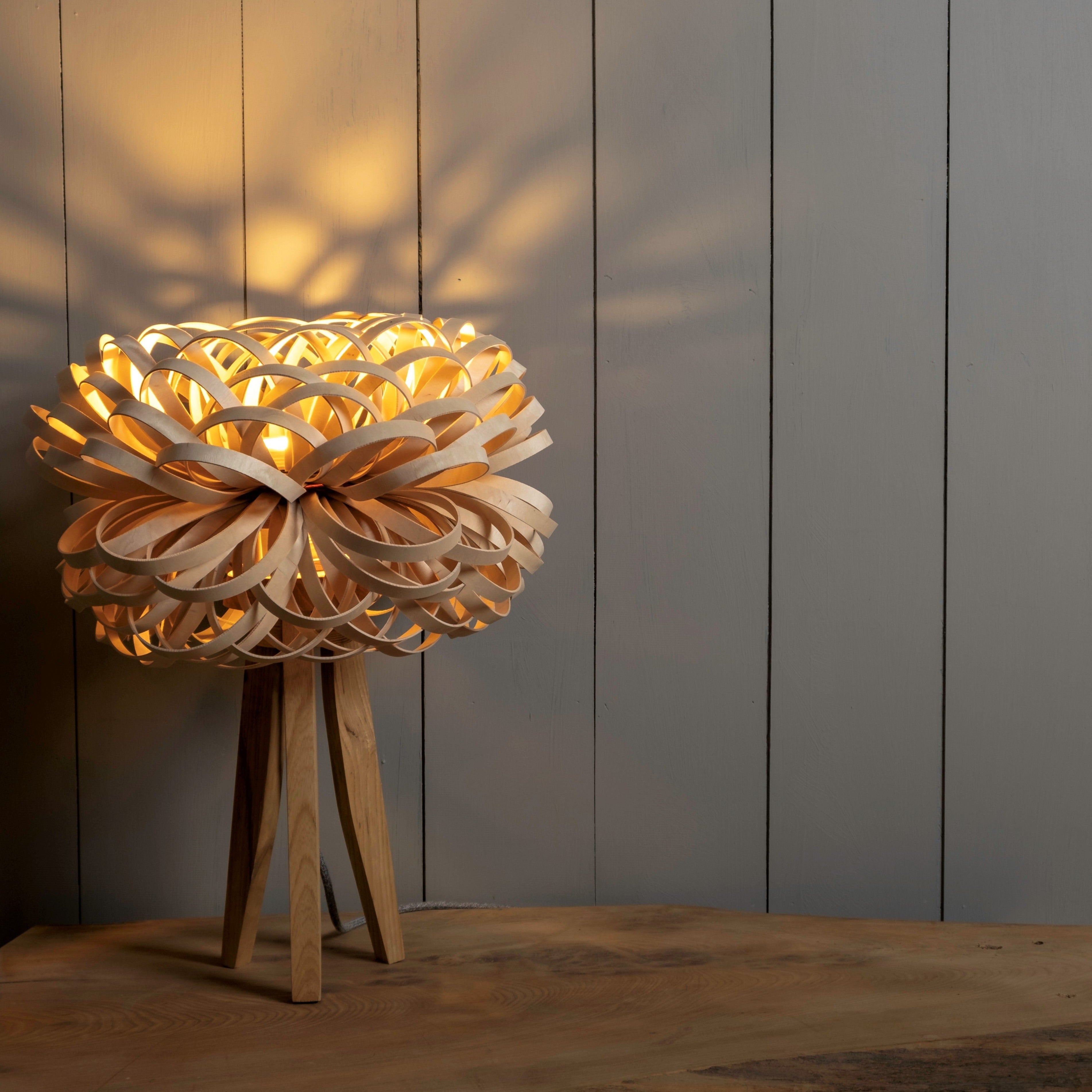 AlliumGlow | Unique Sculptural Birch Table Lamp Design 1