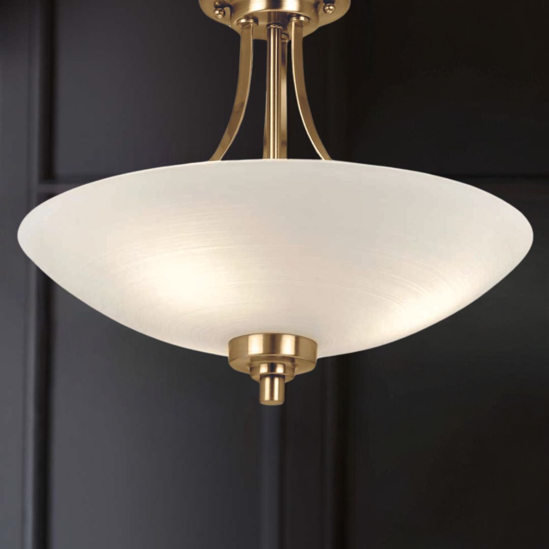Freyza - Welles Antique Brass and Glass Semi-Flush Ceiling Light