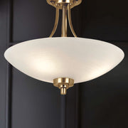 Freyza - Welles Antique Brass and Glass Semi-Flush Ceiling Light