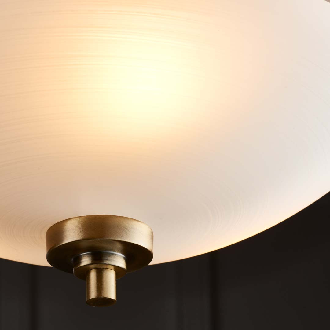 Freyza - Welles Antique Brass and Glass Semi-Flush Ceiling Light