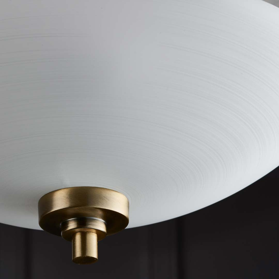 Freyza - Welles Antique Brass and Glass Semi-Flush Ceiling Light