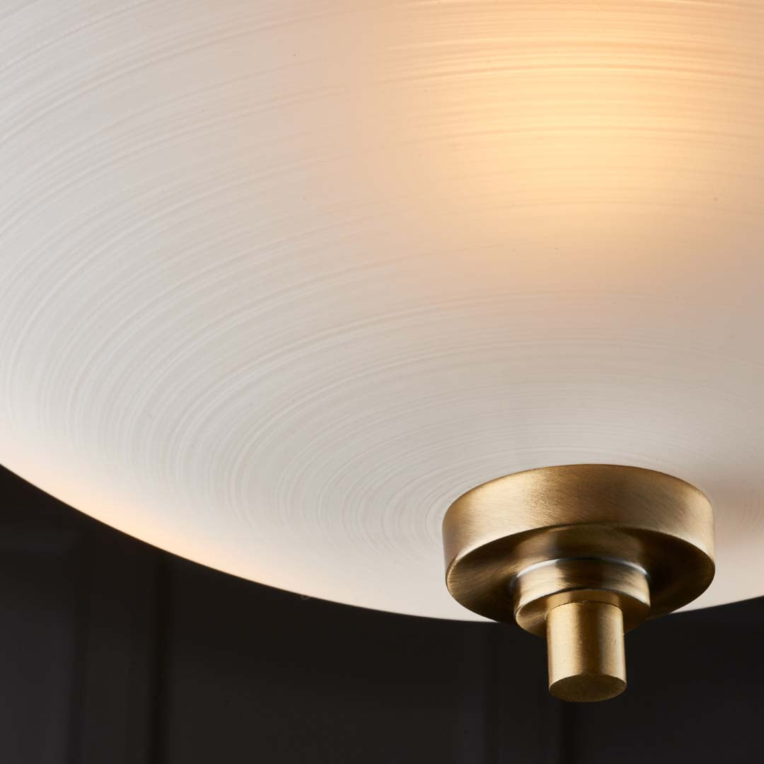 Freyza - Welles Antique Brass and Glass Semi-Flush Ceiling Light