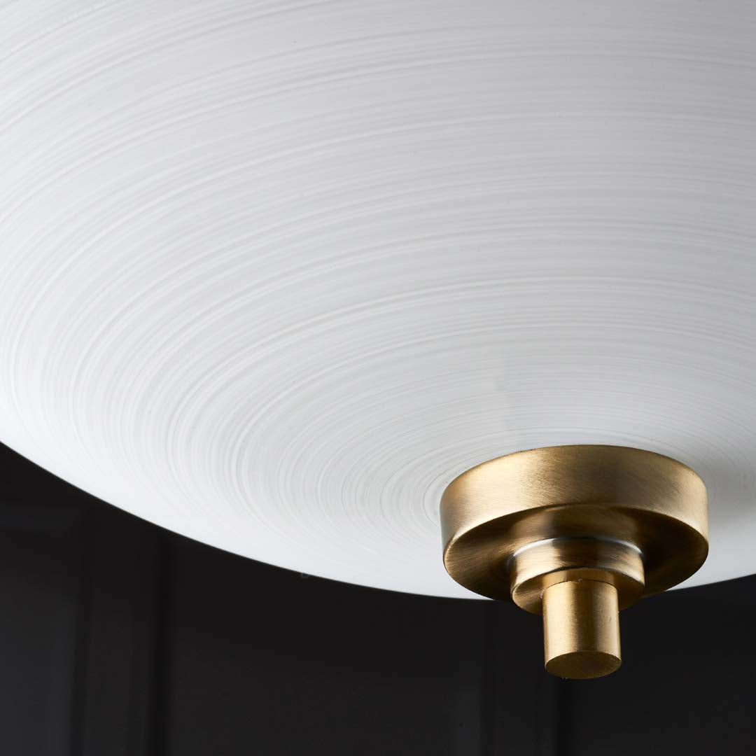 Freyza - Welles Antique Brass and Glass Semi-Flush Ceiling Light