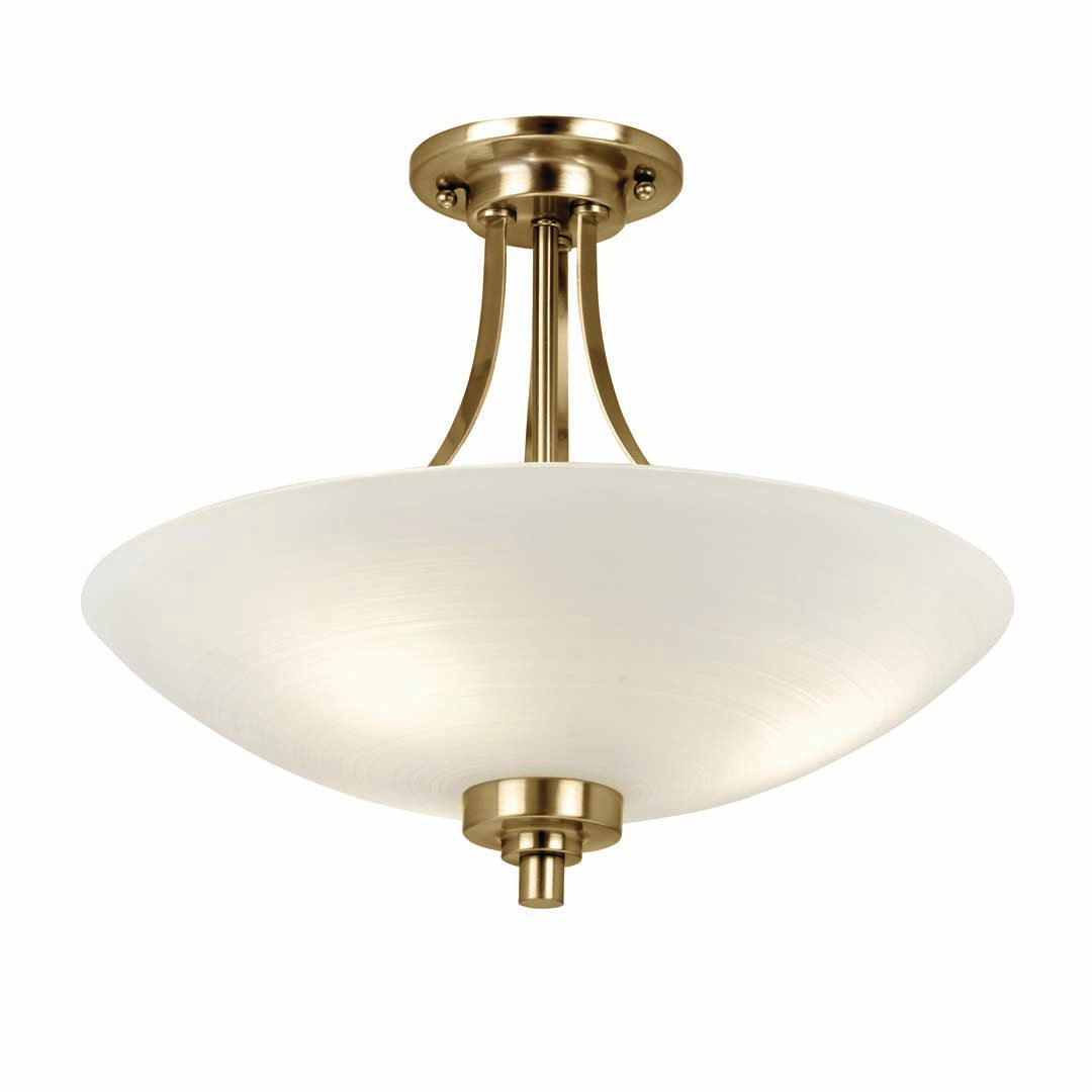 Freyza - Welles Antique Brass and Glass Semi-Flush Ceiling Light