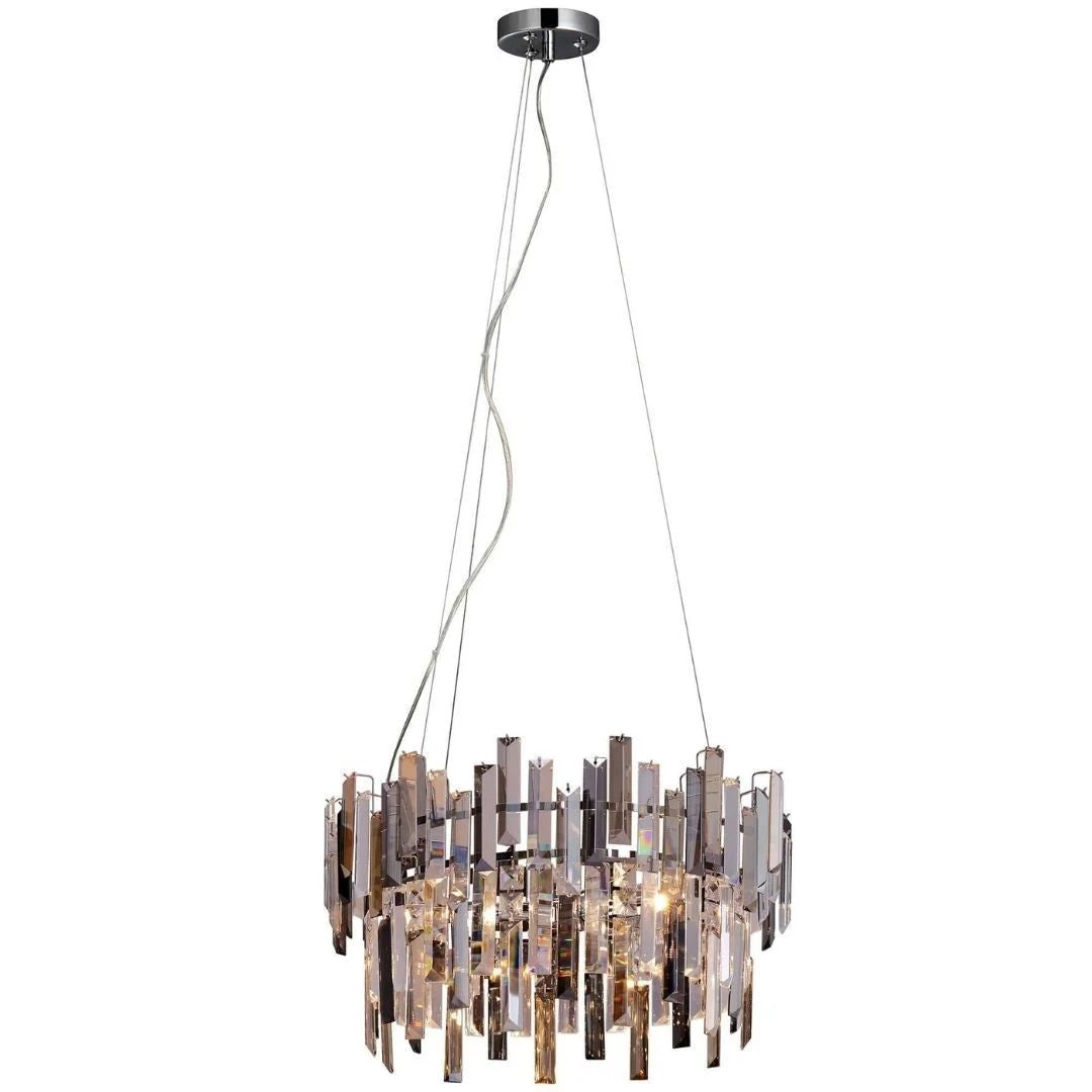 Freyza – Onega 3-flammige verchromte und champagnerfarbene Glas-Pendelleuchte 马会