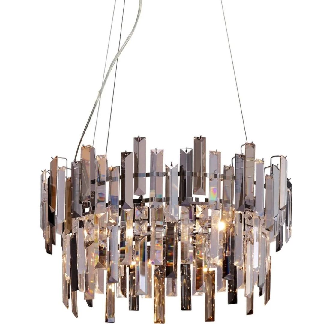 Freyza – Onega 3-flammige verchromte und champagnerfarbene Glas-Pendelleuchte 马会