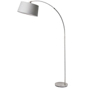 Freyza - 176cm Arc Floor Lamp | Contemporary Extendable Overhanging Light | Satin Chrome or Antique Brass Finish with Fabric Shade