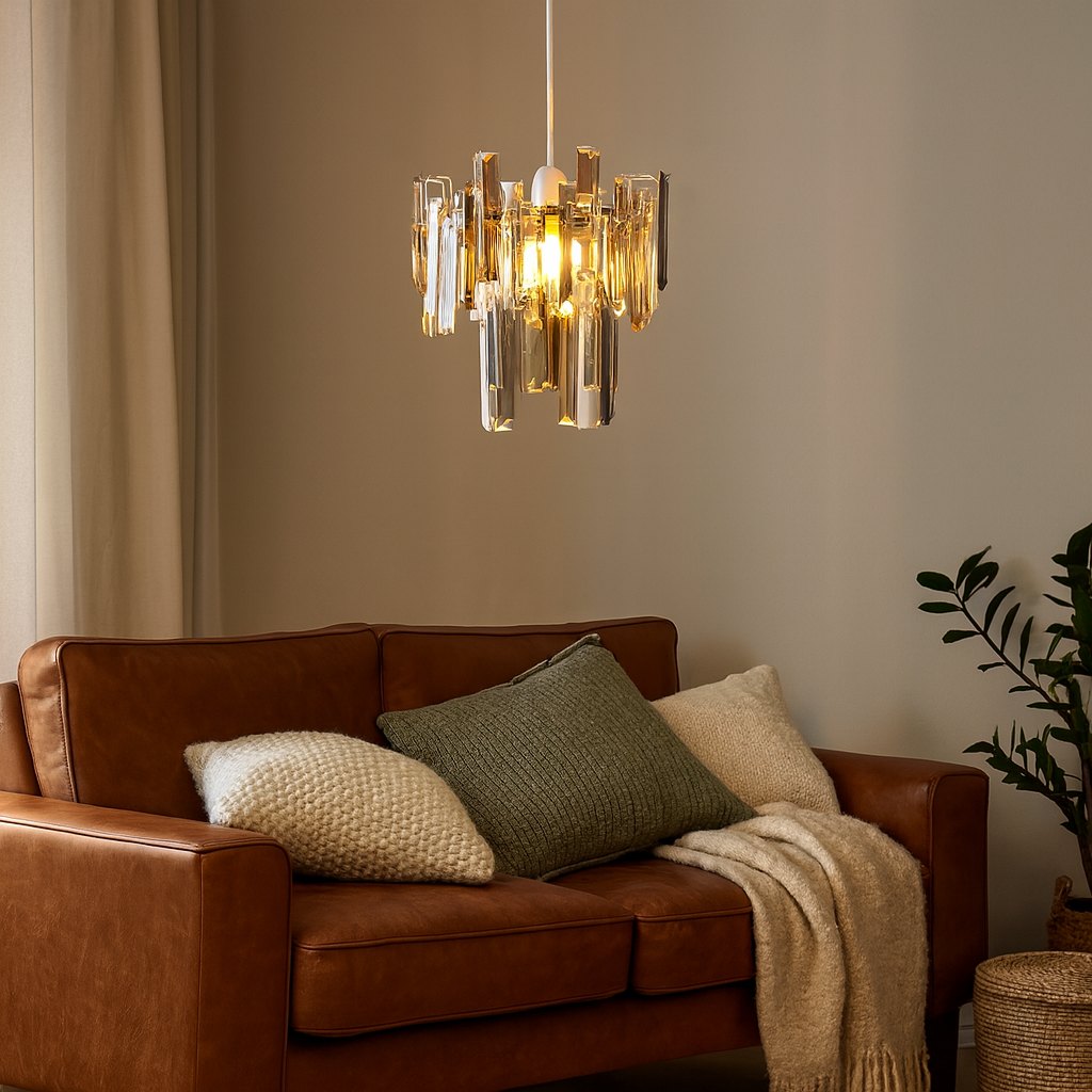PrismaGlow | Elegant Champagne Smoked Glass Pendant Light Shade 1