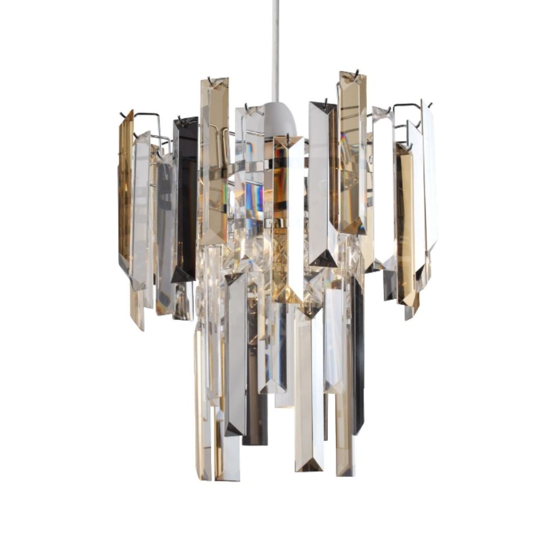 PrismaGlow | Elegant Champagne Smoked Glass Pendant Light Shade 3