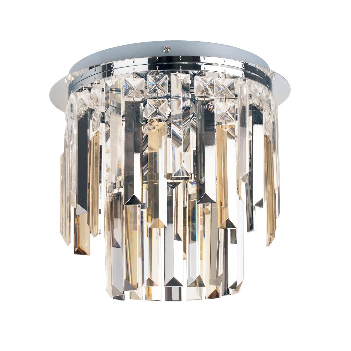 Freyza - Onega 3 Light Polished Chrome & Glass Flush Ceiling Light