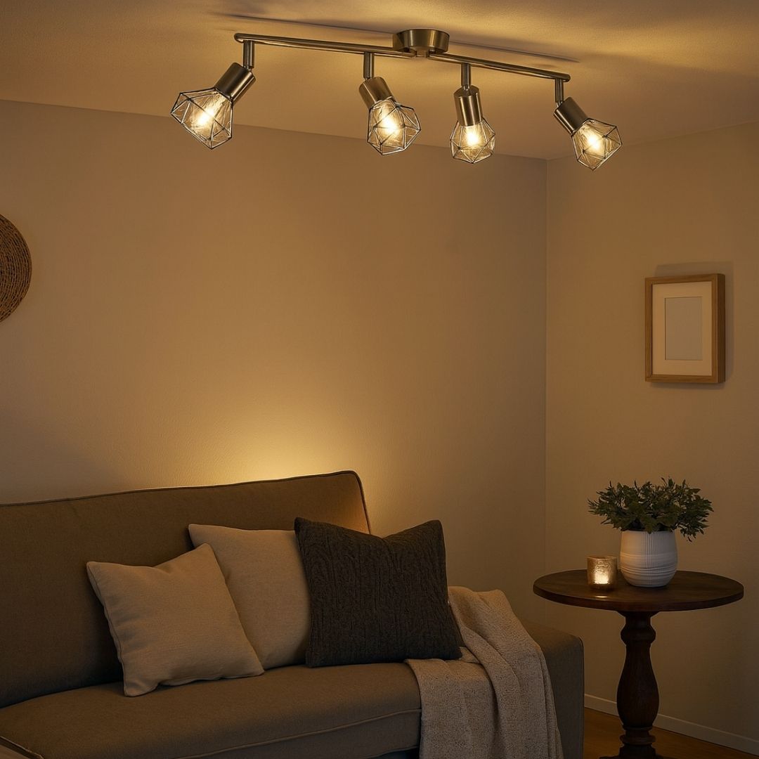 Freyza – 4-Light Split Bar Ceiling Light | Adjustable Indoor Ceiling Fixture with Satin Nickel Finish