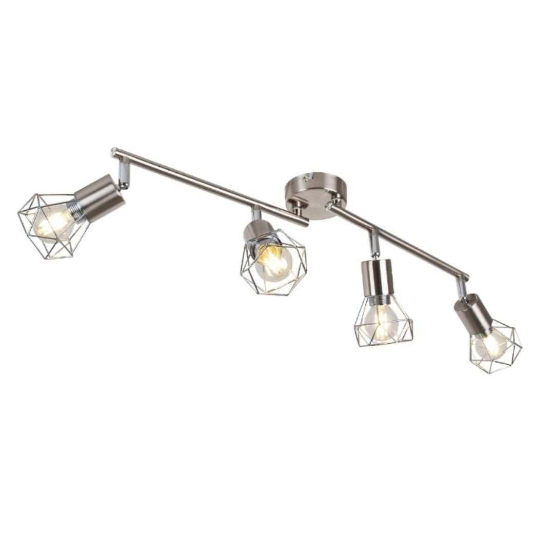 Freyza – 4-Light Split Bar Ceiling Light | Adjustable Indoor Ceiling Fixture with Satin Nickel Finish