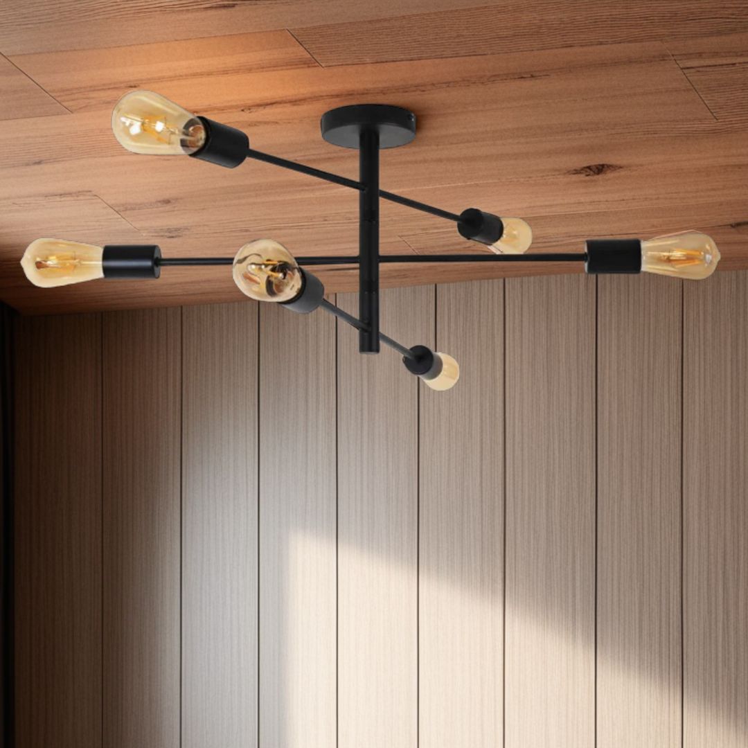 Freyza - Gosto 6 Light Semi Flush Ceiling Light Black