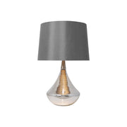 Freyza – Satin Nickel Table Lamp | 60 cm Satin Nickel Base with White Fabric Shade and E27 Bulb Fitting