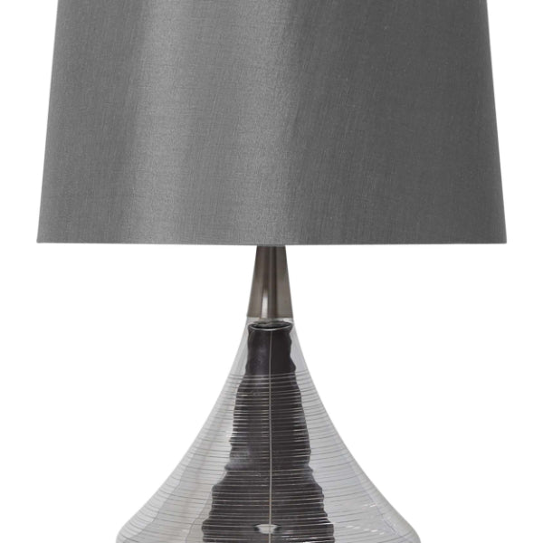 Freyza – Satin Nickel Table Lamp | 60 cm Satin Nickel Base with White Fabric Shade and E27 Bulb Fitting