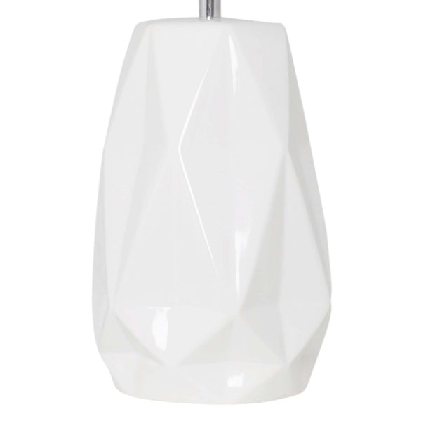 Freyza - White Ceramic Table Lamp | Modern Geometric Base with Crisp White Finish | Contemporary Bedside & Console Lighting