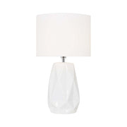Freyza - White Ceramic Table Lamp | Modern Geometric Base with Crisp White Finish | Contemporary Bedside & Console Lighting