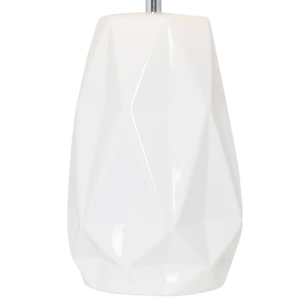 Freyza - White Ceramic Table Lamp | Modern Geometric Base with Crisp White Finish | Contemporary Bedside & Console Lighting