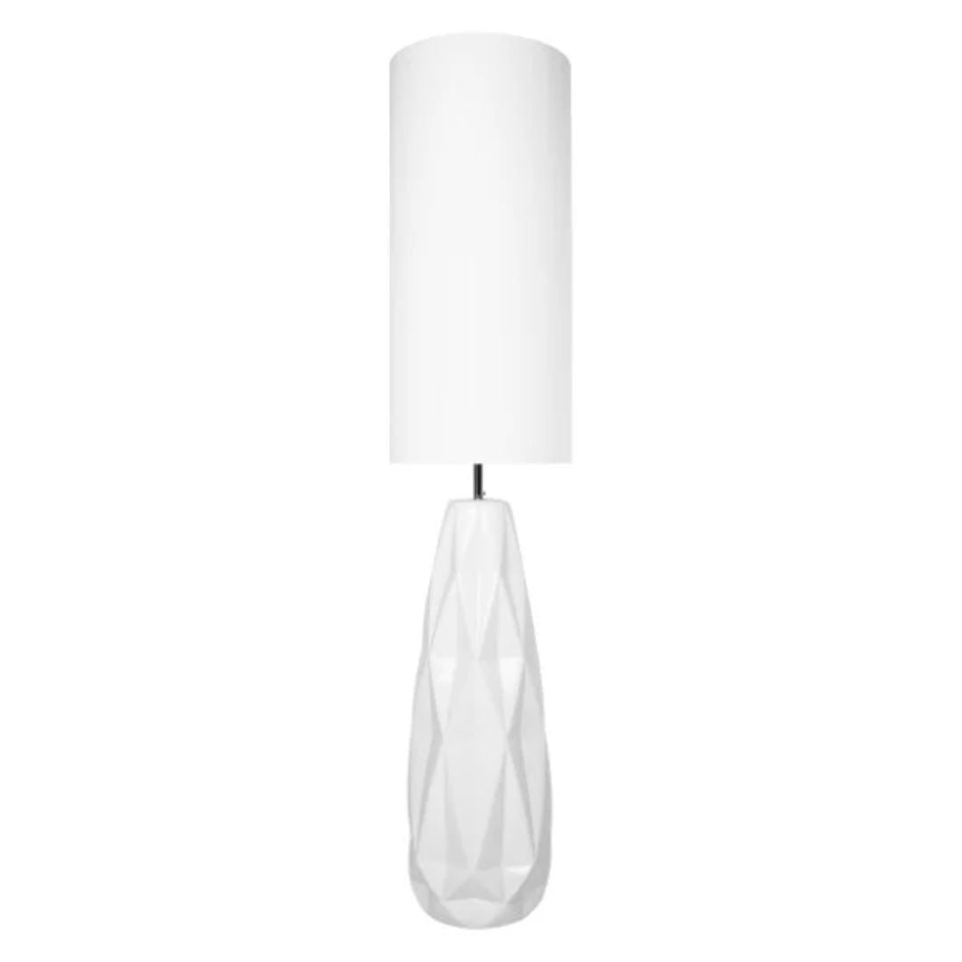 Freyza - White Ceramic Floor Lamp | Modern Geometric Base with Crisp White Finish | Contemporary Standing Light for Living Room & Bedroom