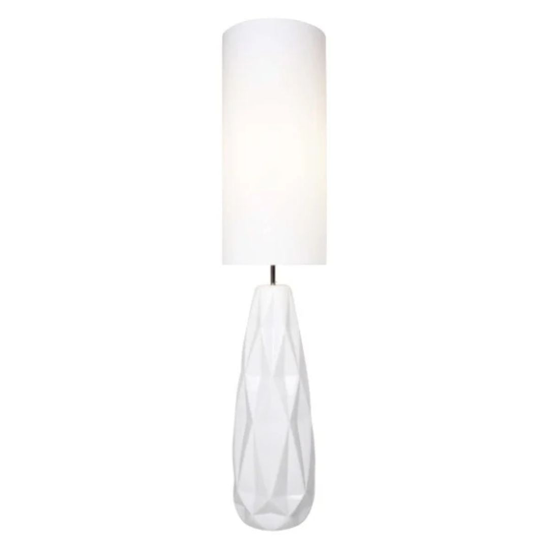 Freyza - White Ceramic Floor Lamp | Modern Geometric Base with Crisp White Finish | Contemporary Standing Light for Living Room & Bedroom
