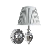 Freyza – Polished Chrome & Grey Wall Light | 26 cm Polished Chrome Sconce with Grey Pleated Shade and E14 Bulb Fitting