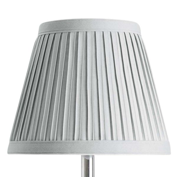 Freyza – Polished Chrome & Grey Wall Light | 26 cm Polished Chrome Sconce with Grey Pleated Shade and E14 Bulb Fitting